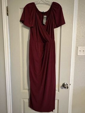 Lane Bryant Flutter-Sleeve Surplice Jersey Midi Dress